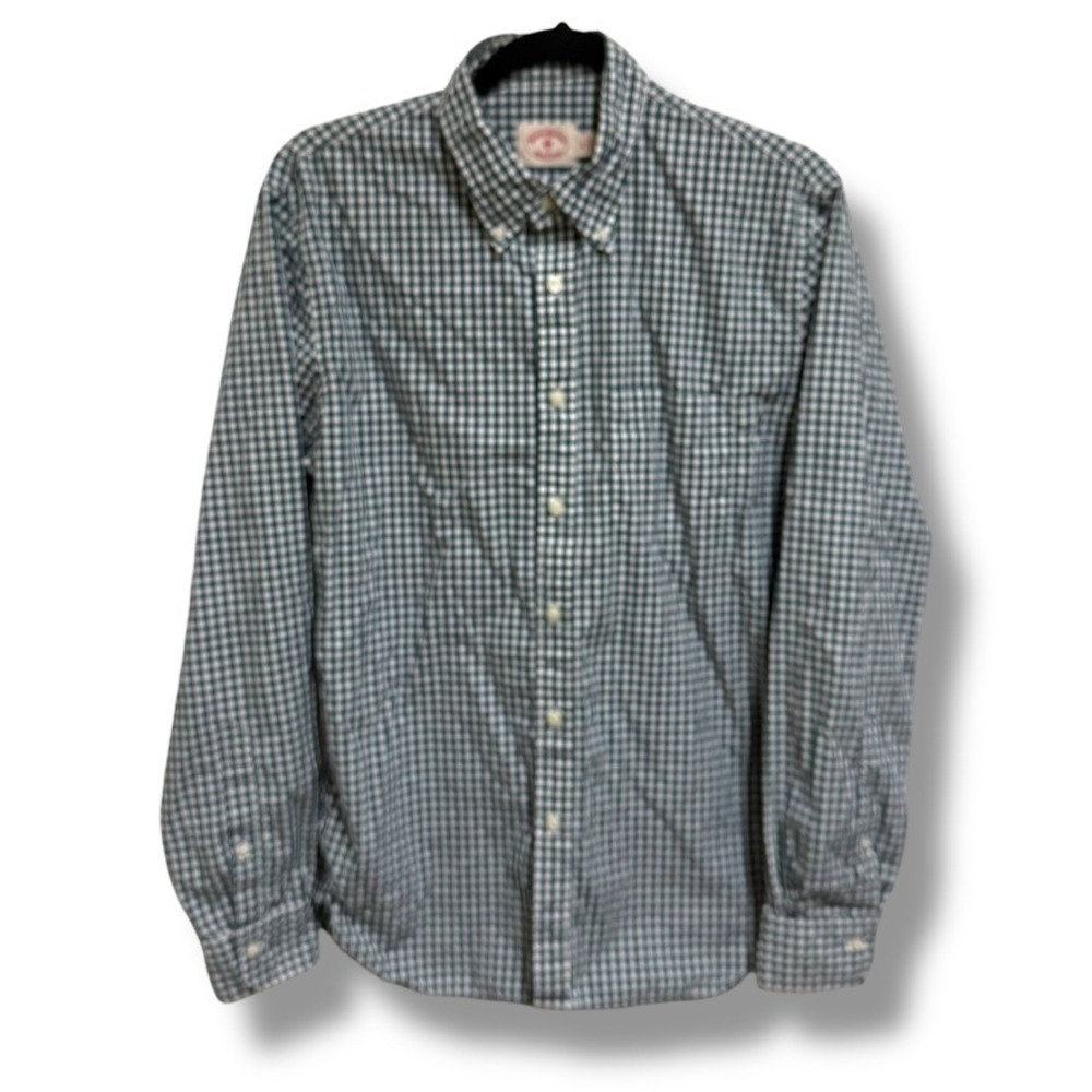 Brooks Brothers Red Fleece Mens Green White‎ Gingham Check Button Down Shirt M
